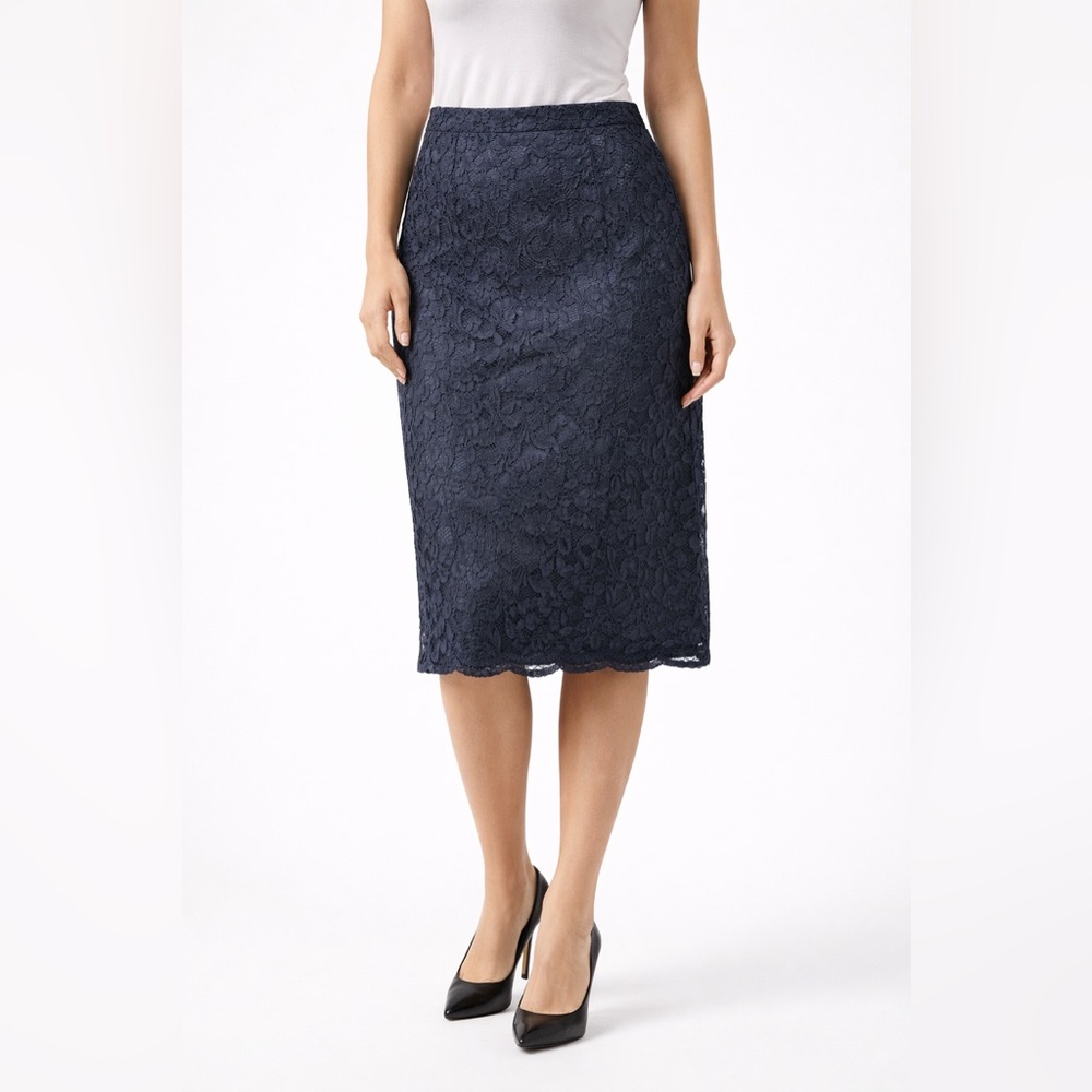Norton McNaughton, All-Lace
Lined Midi Skirt Washable‎ Black Size 12